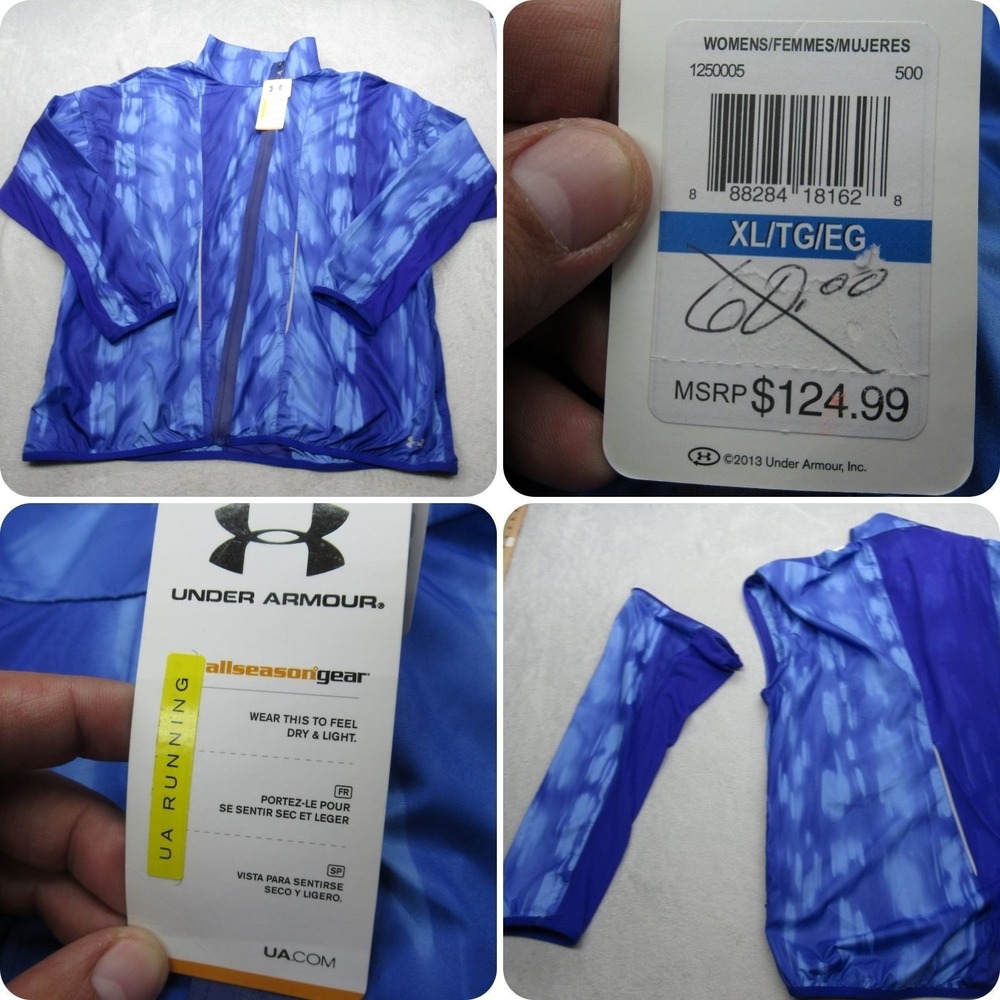 Under Armour Running Jacket Women XL Violet Lightweight Semi Fitted Vented NEW